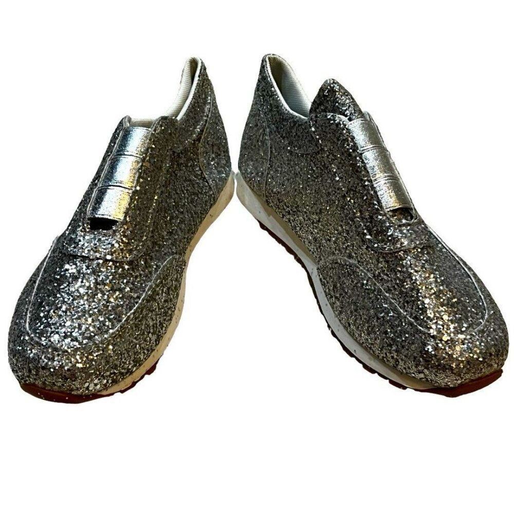 Glitter Silver Fashion Sneakers no name brand ladies size 40 fits like a 9-9.5